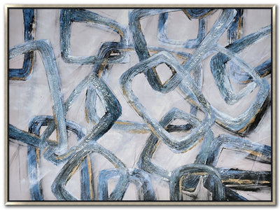 Blue Chains Wall Art - Blue - 49 X 37