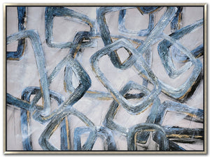 Blue Chains Wall Art - Blue - 49 X 37