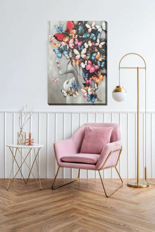 Butterfly Thoughts Wall Art - Multi-Colour - 28 X 40