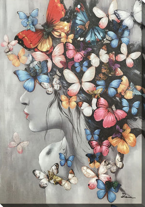 Butterfly Thoughts Wall Art - Multi-Colour - 28 X 40