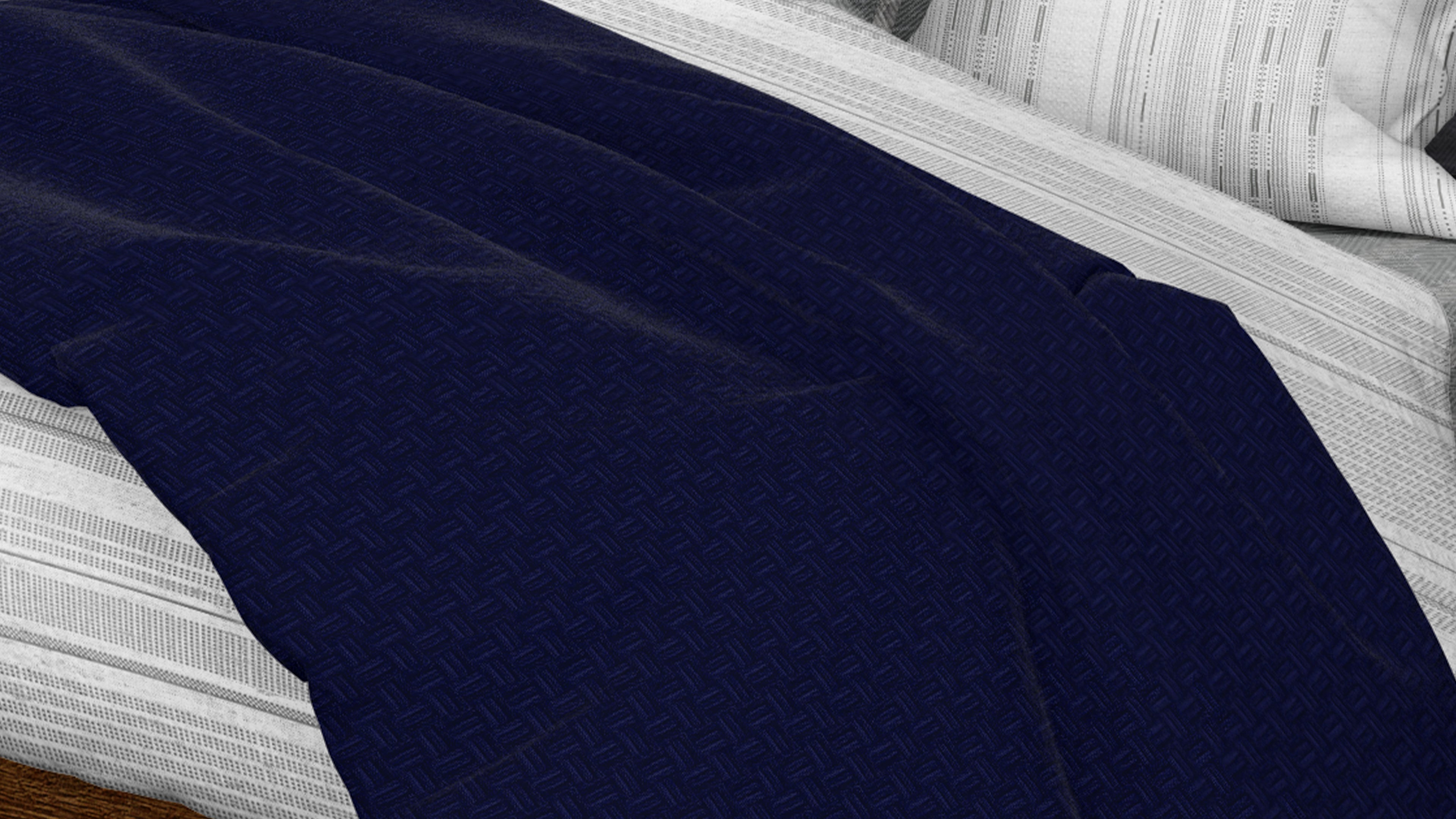 Cotton House Double/Queen Textured Blanket - Blue