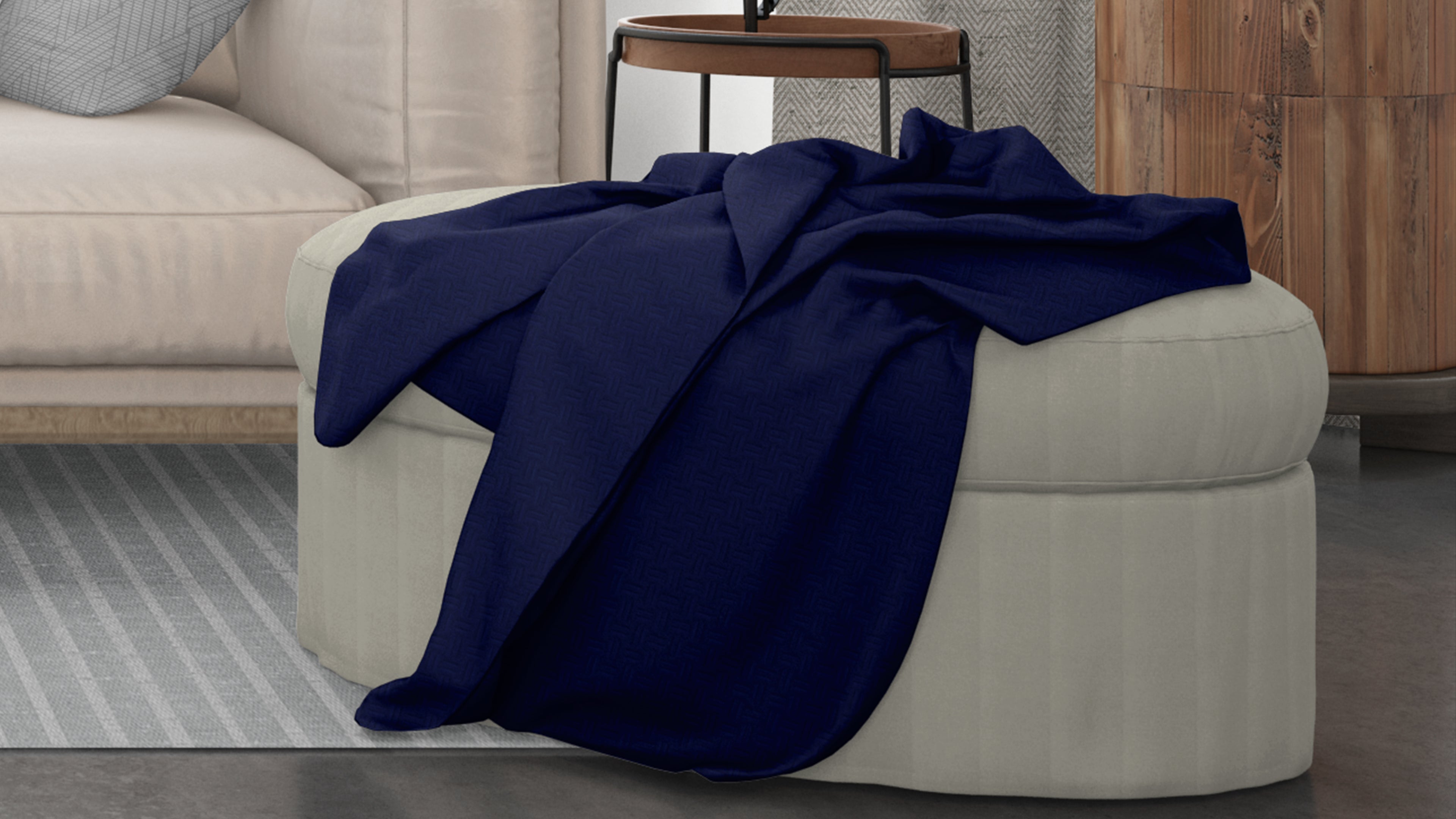 Cotton House Twin Textured Blanket - Blue