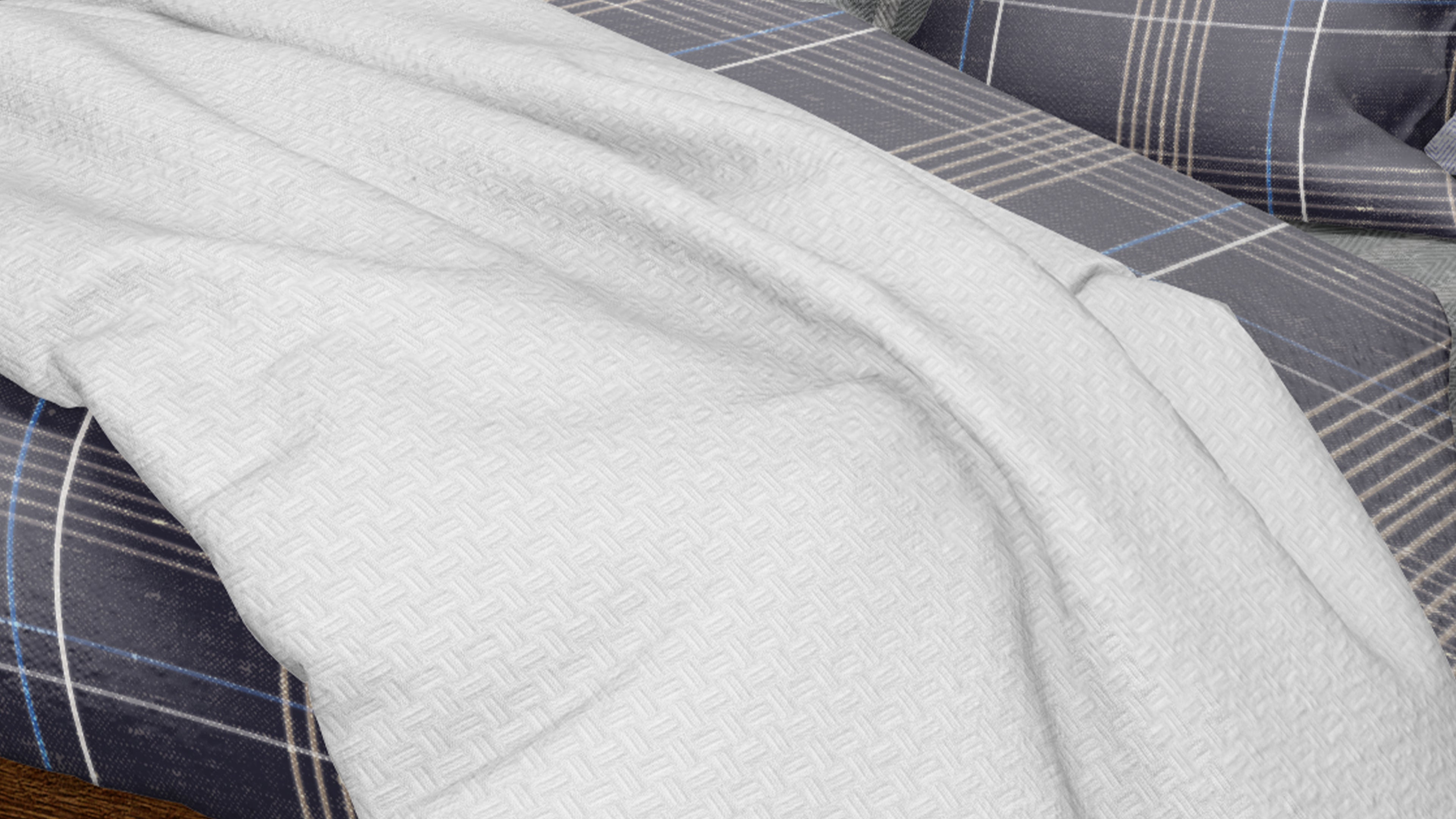 Cotton House Double/Queen Textured Blanket - White