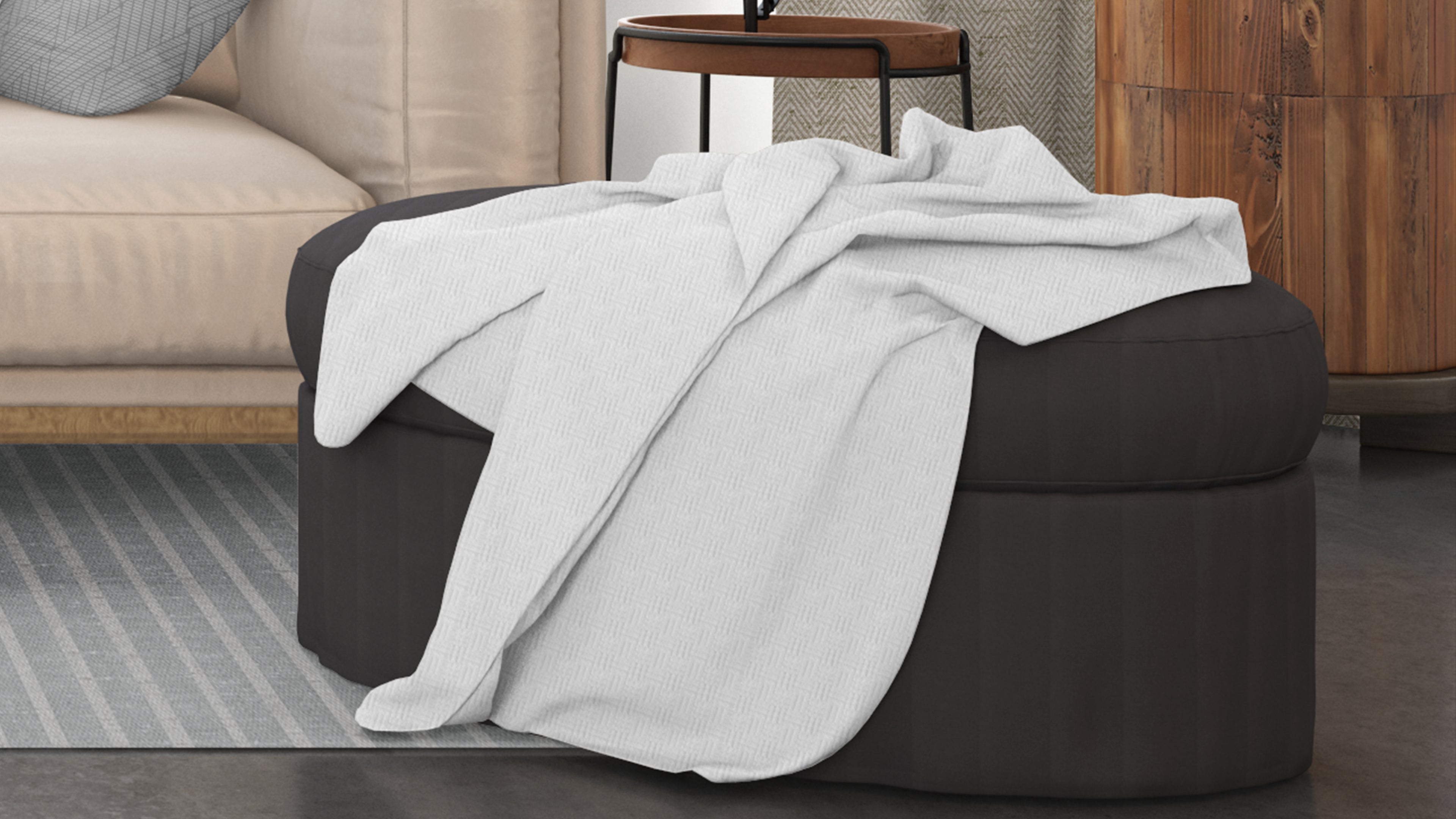 Cotton House Double/Queen Textured Blanket - White