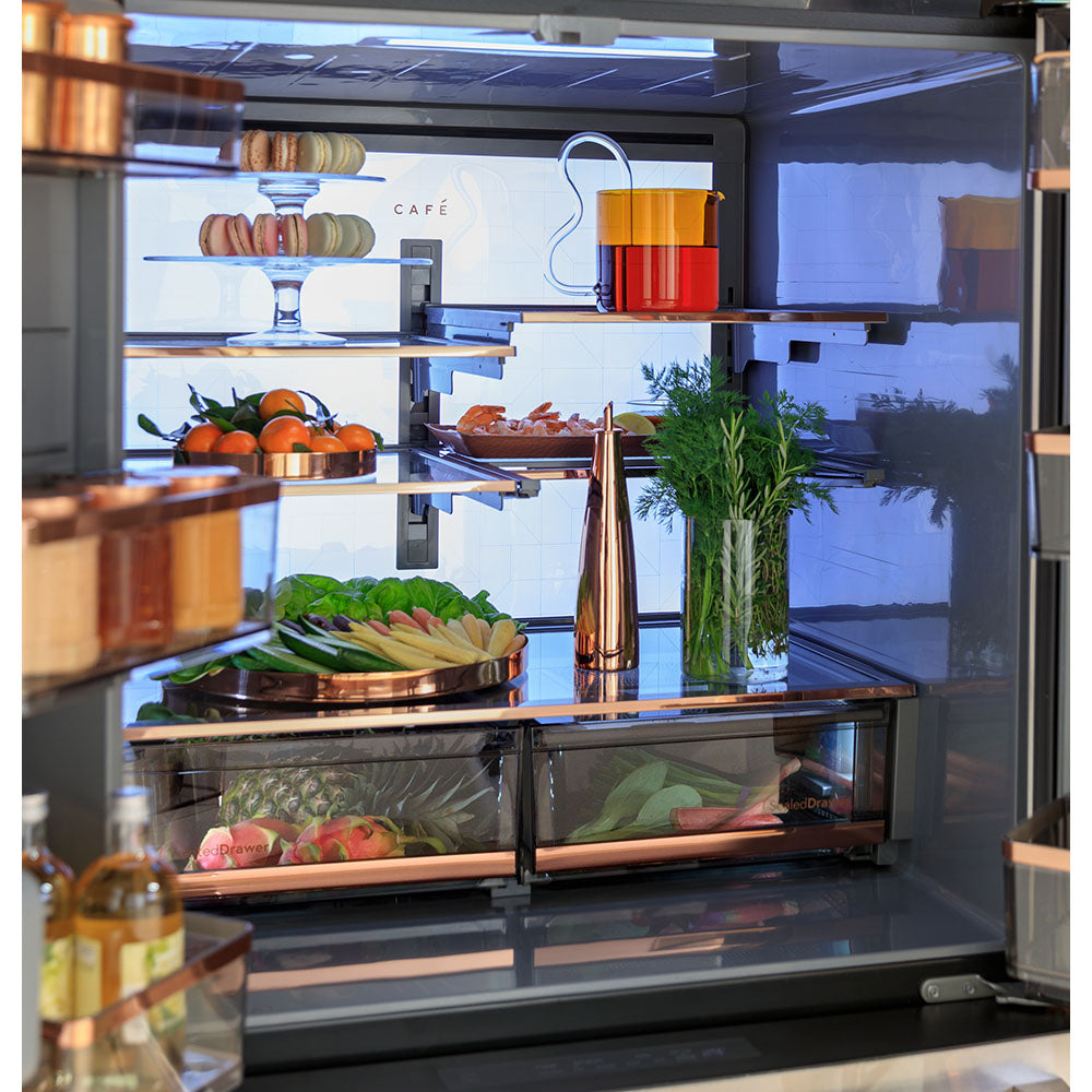 Café 36" 23.2 Cu. Ft. Matte White French-Door Refrigerator with Dual-Dispense AutoFill Pitcher – CJE23DP4WW2