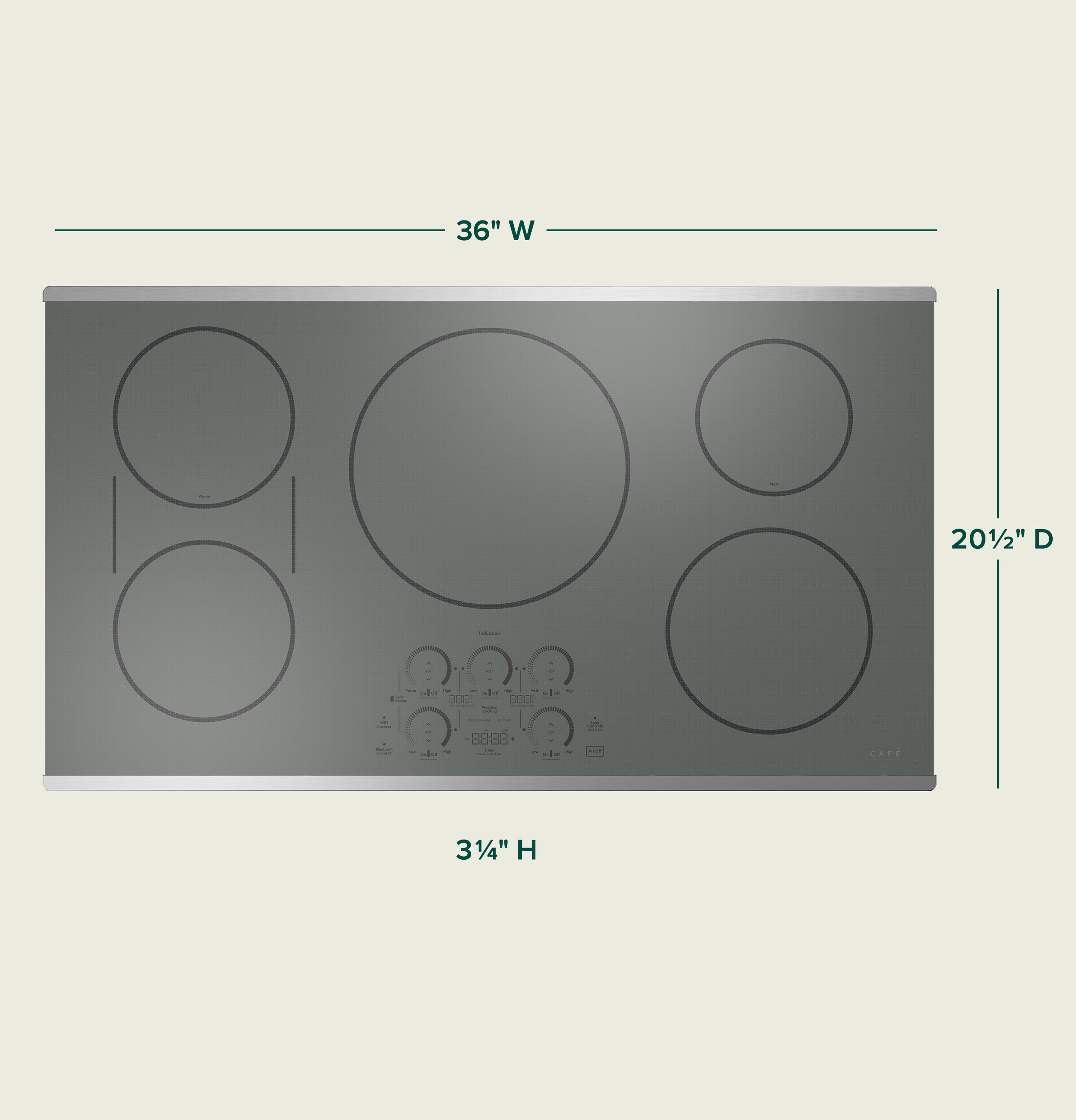 Café Stainless Steel 36" Built-In Touch Control Induction Cooktop - CHP90362TSS
