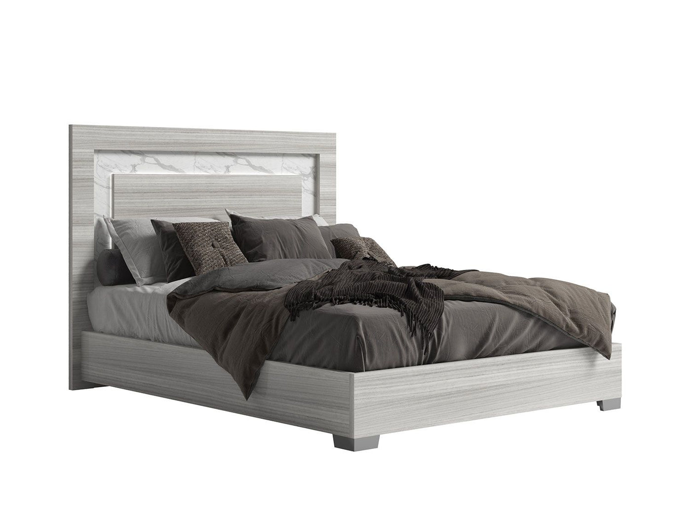 Carrara 3-Piece Queen Bed - Grey, White