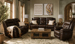 Cooper Leather Reclining Sofa, Reclining Loveseat with Console and Recliner Set - Brown