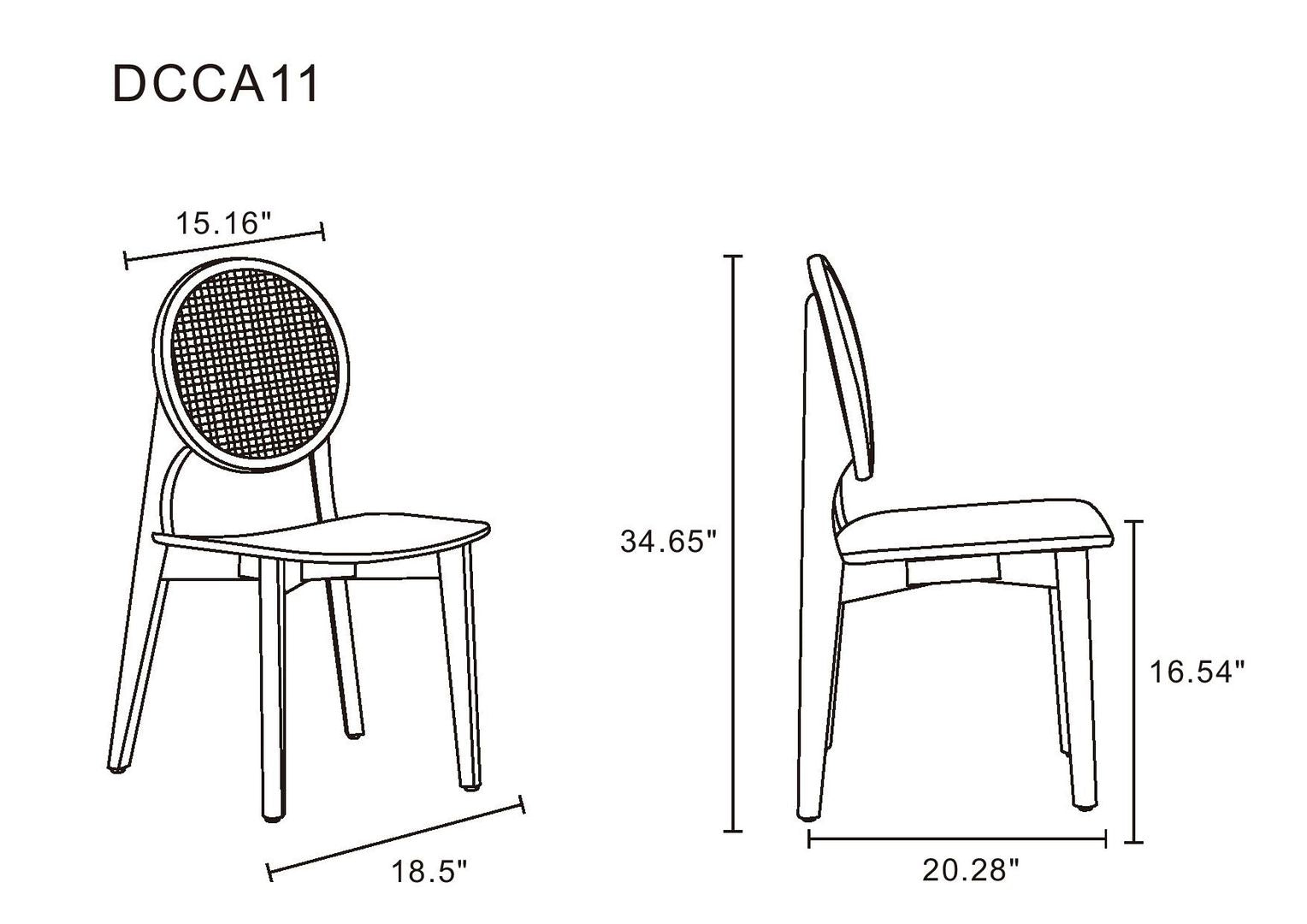 Koldby Round Dining Chair - Black/Natural Cane - Set of 2
