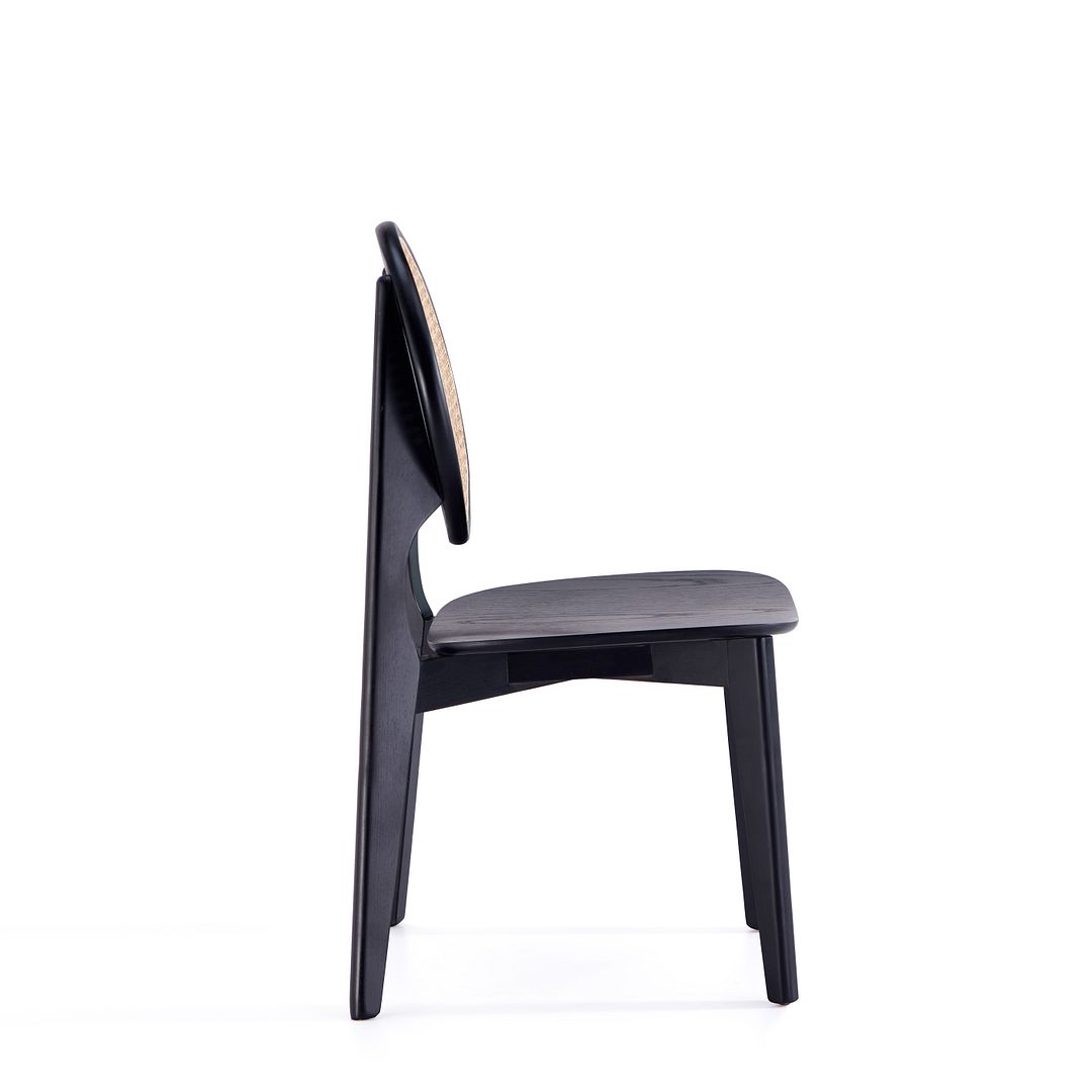 Koldby Round Dining Chair - Black/Natural Cane - Set of 2