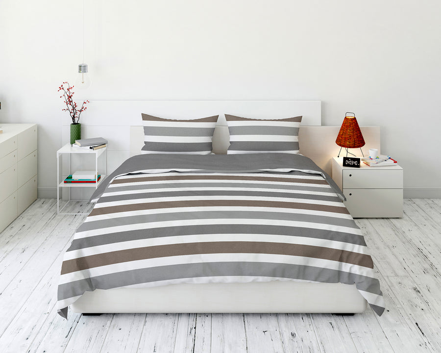 Cotton House 3-Piece Full Duvet Cover Set - Bold Stripes