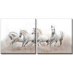 Galloping Horses Wall Art - White - 60 X 30 - Set of 2