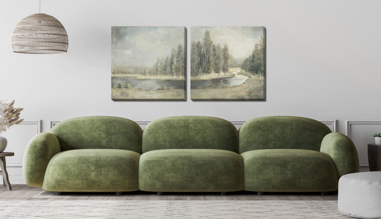 Meandering River Wall Art - Green - 60 X 30 - Set of 2