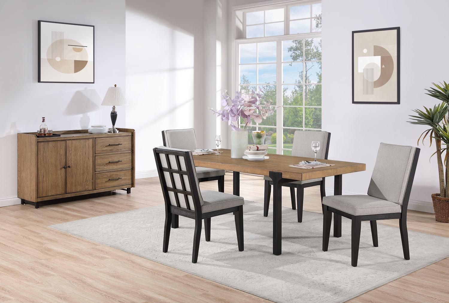 Freye 5-Piece Dining Set - Black, Brown