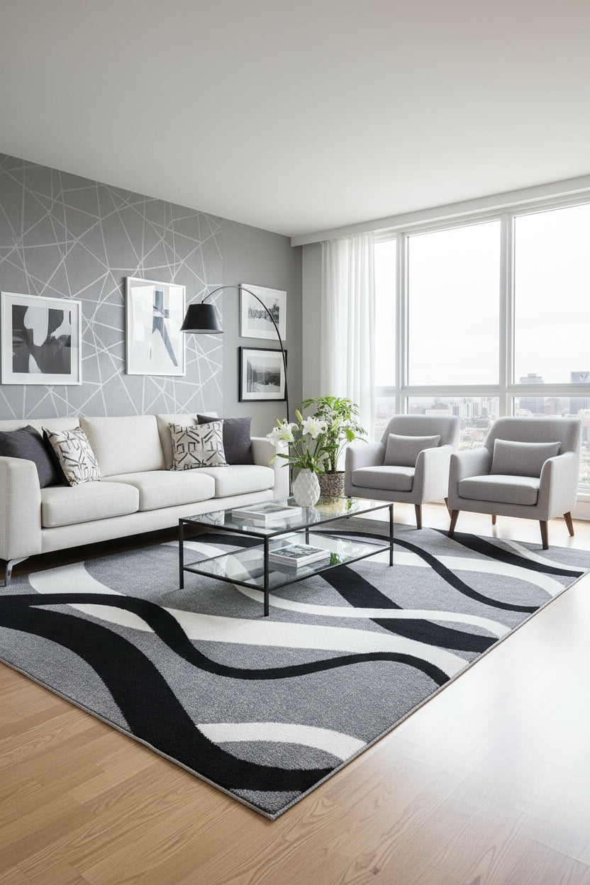 L2 Decor Diamond Area Rug 5' x 8' with Underpad - Grey