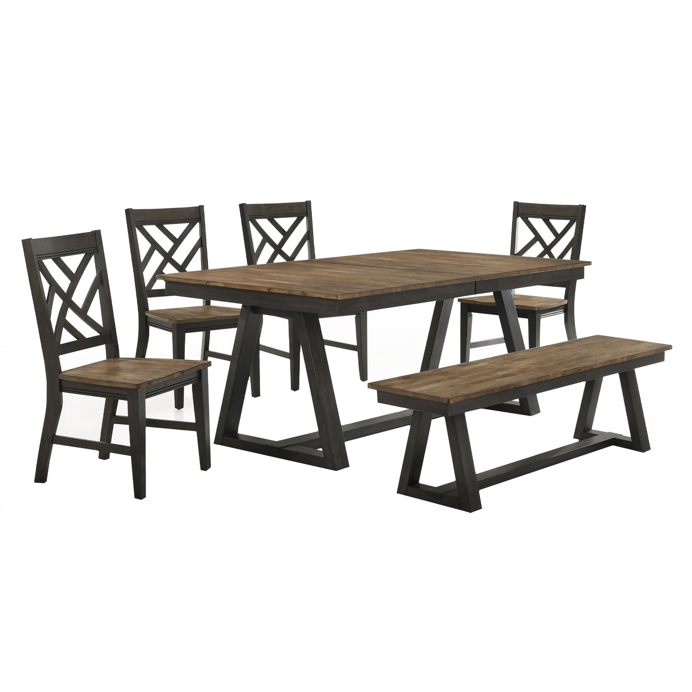 Addie 6-Piece Dining Set with Lattice-Back Dining Chairs - Brown