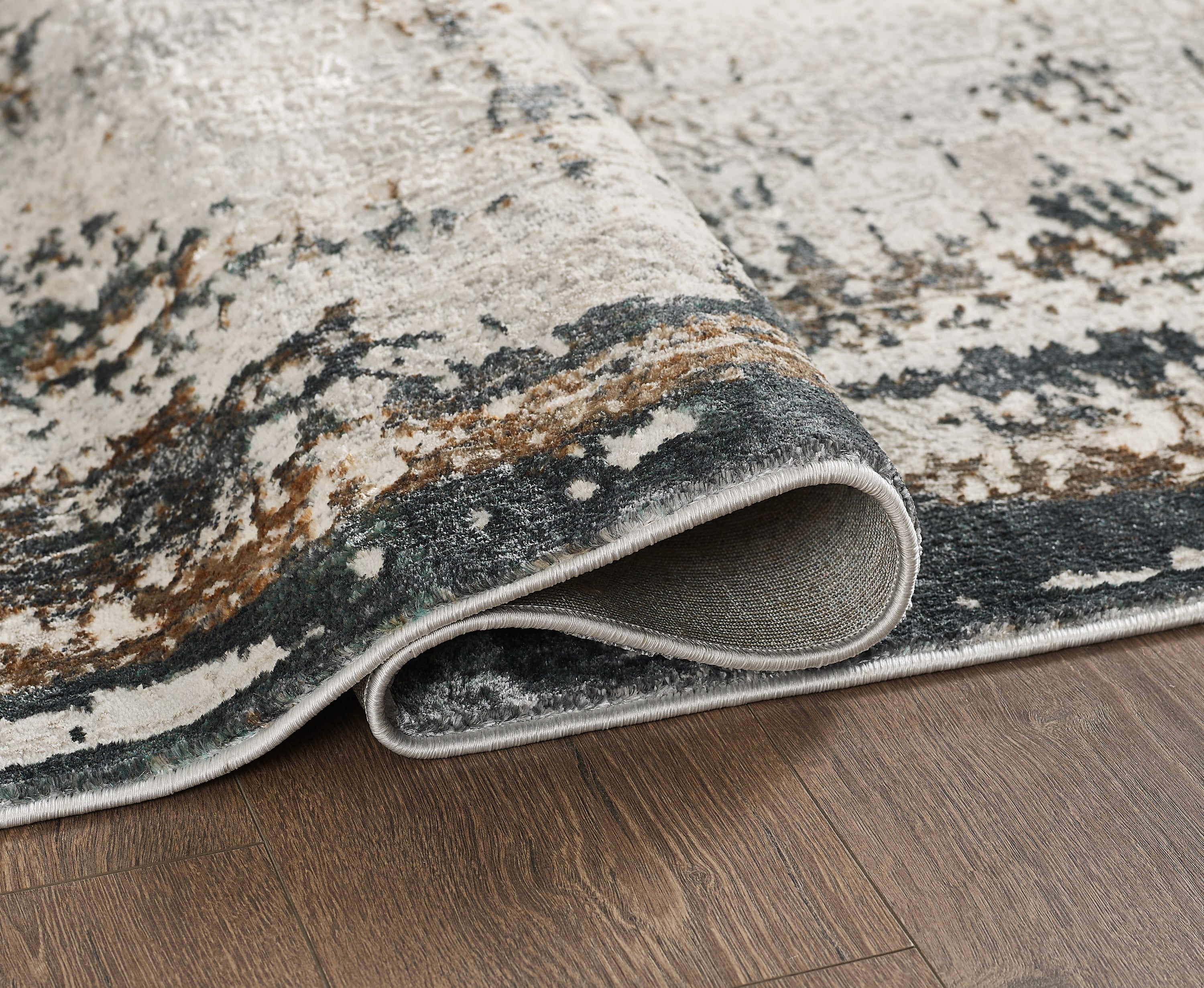 L2 Decor Emojy Area Rug 7' x 10' with Underpad - Cream, Grey