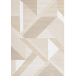 Sandstone Plains 6'7" x 9'6" Elegant Contemporary Geometric Pattern Area Rug - Cream
