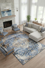 L2 Decor Emojy Area Rug 7' x 10' with Underpad - Blue