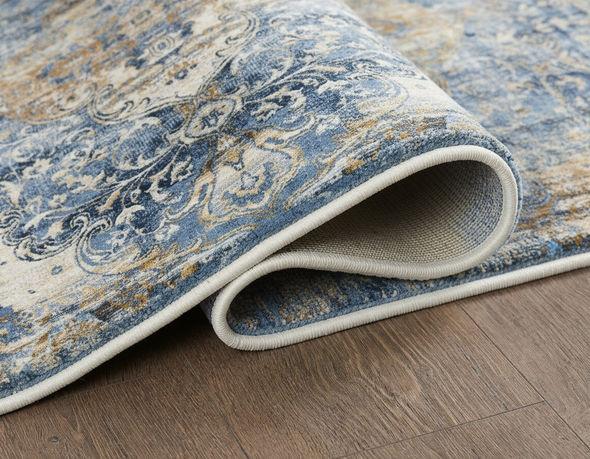 L2 Decor Emojy Area Rug 5' x 8' with Underpad - Blue