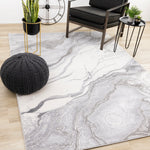Frosted Cloud 6'7" x 9'6" Marble Design Area Rug - Grey, White