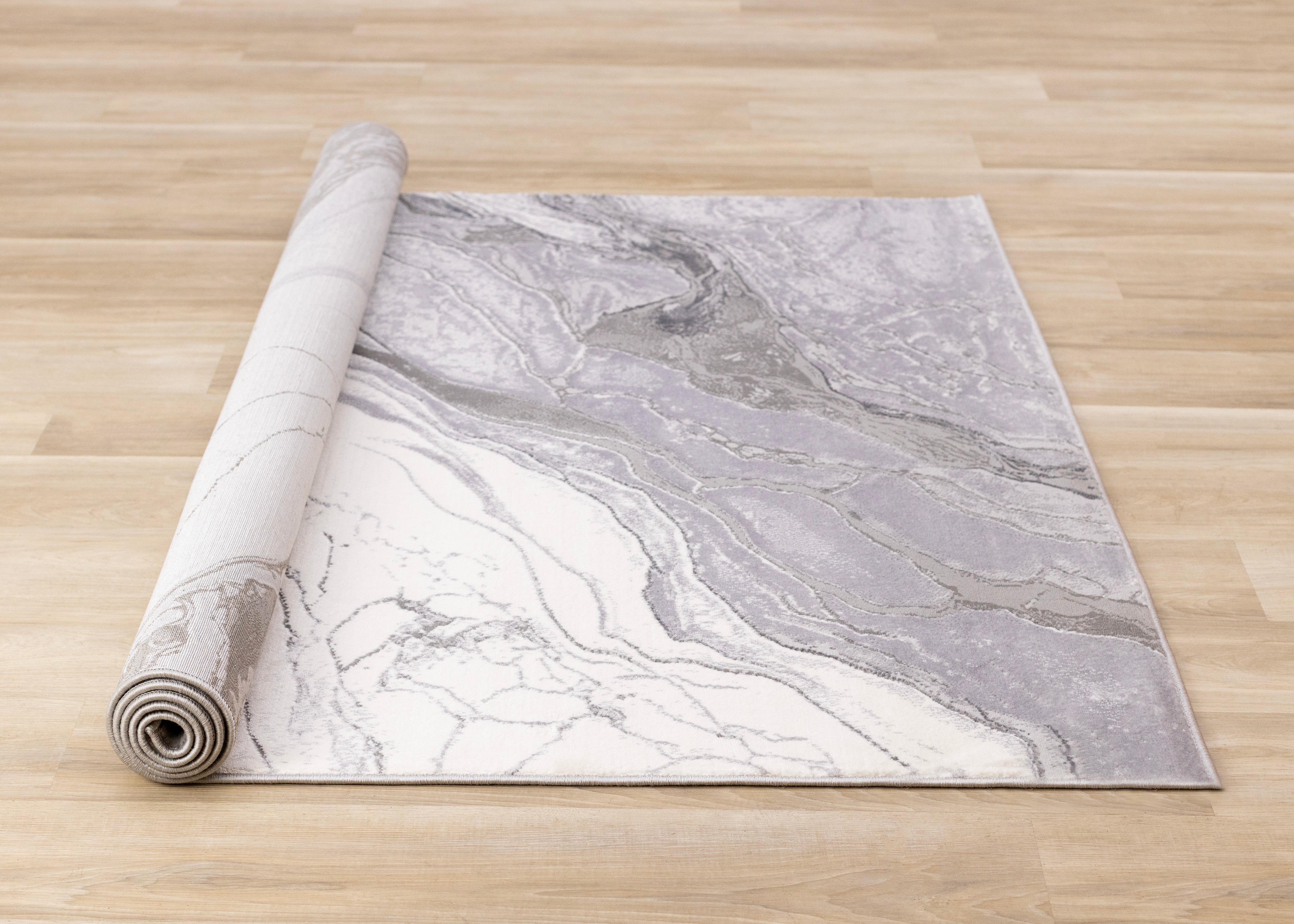 Frosted Cloud 5'3" x 7'7" Marble Design Area Rug - Grey, White