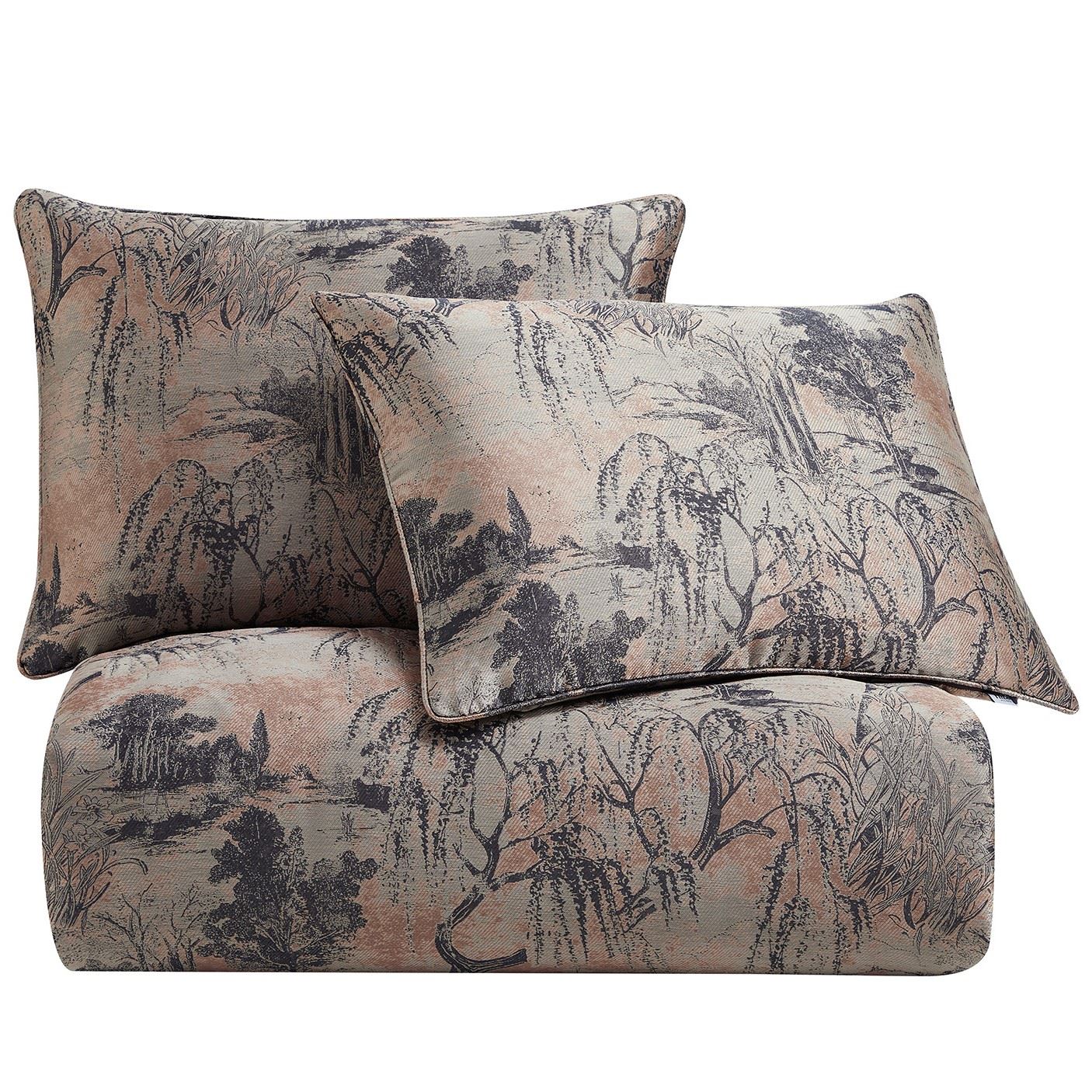 Empress Elegant Jacquard 3-Piece Queen Duvet Cover Set - Rose Gold