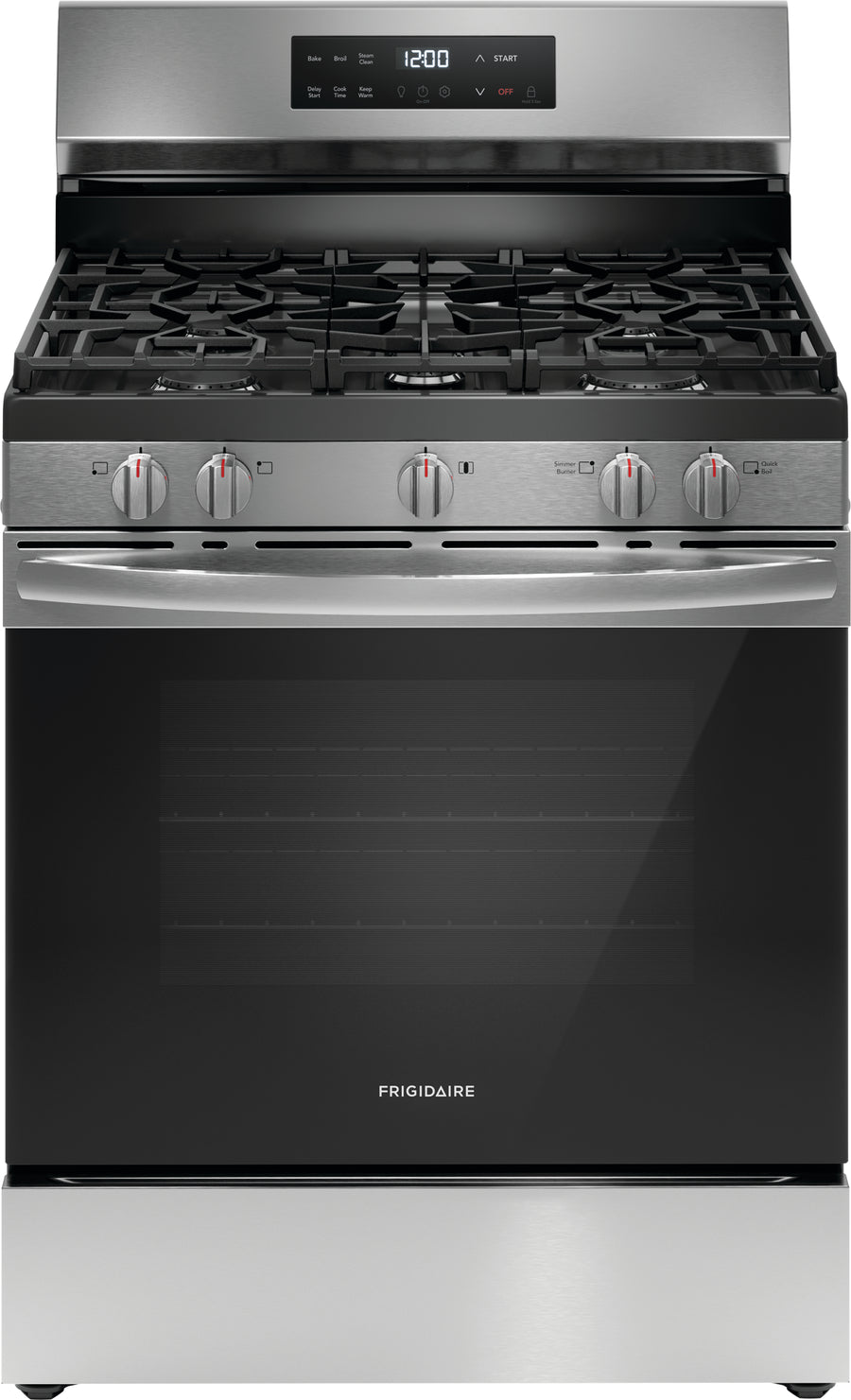 Frigidaire Stainless Steel 30" Gas Range with Quick Boil and Even Baking Technology (5.1 Cu. Ft) - FCRG3062AS