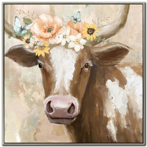 Floral Crowns I Wall Art - Light Brown/Multi - 37 X 37