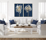 Bouquet on Blue II Wall Art - Blue/Gold - 29 X 43