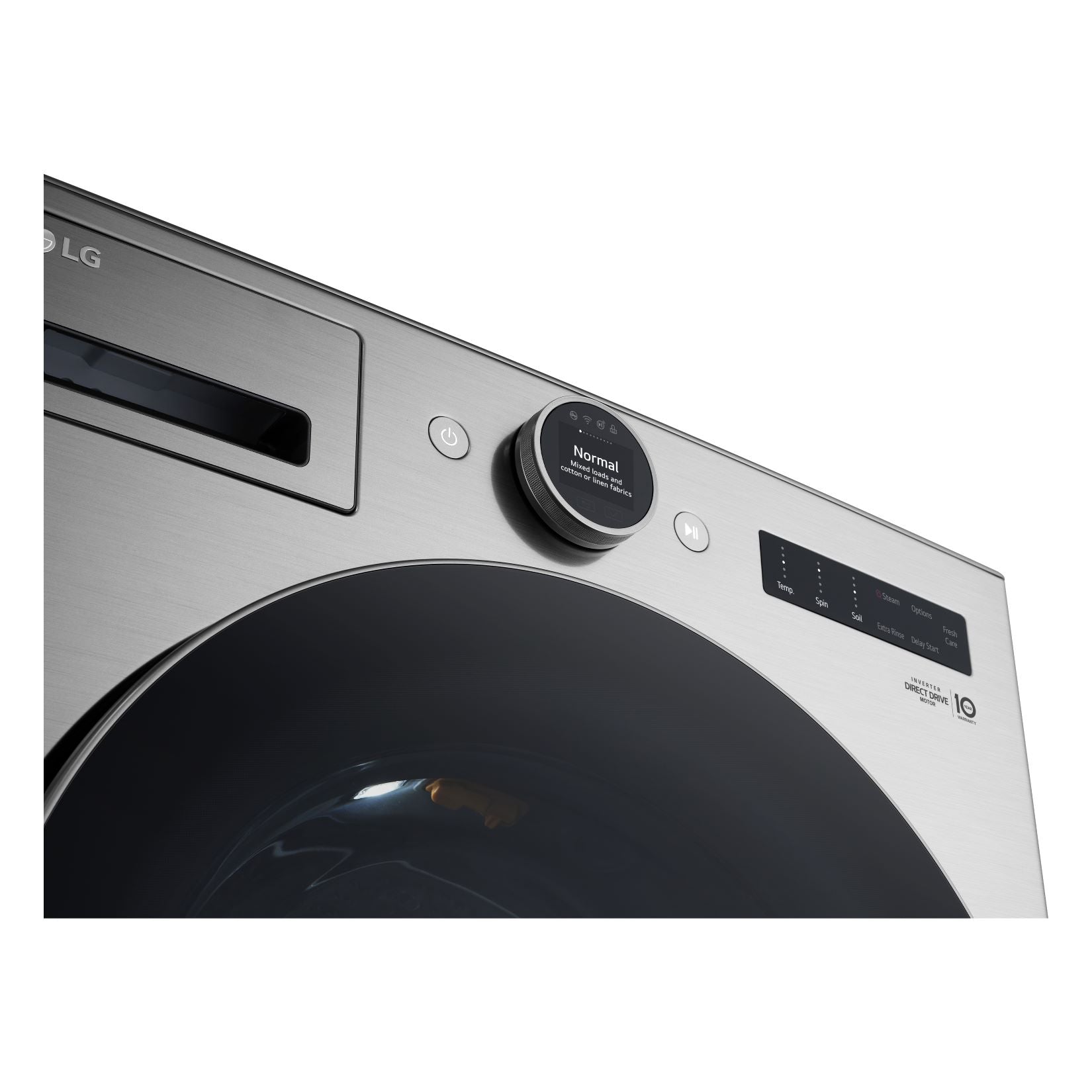 LG Graphite Steel Front Load Washer with AI DD™ (5.2 cu. Ft) & Ultra Large Capacity Smart Front Load Dryer with Built-In Intelligence & TurboSteam® (7.4 cu. ft) - WM5500HVA/DLEX5500V