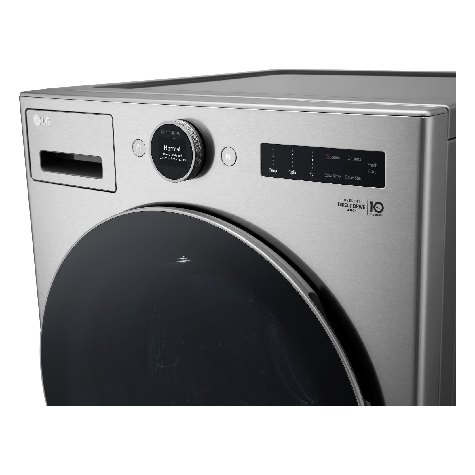 LG Graphite Steel Front Load Washer with AI DD™ (5.2 cu. Ft) & Ultra Large Capacity Smart Front Load Dryer with Built-In Intelligence & TurboSteam® (7.4 cu. ft) - WM5500HVA/DLEX5500V