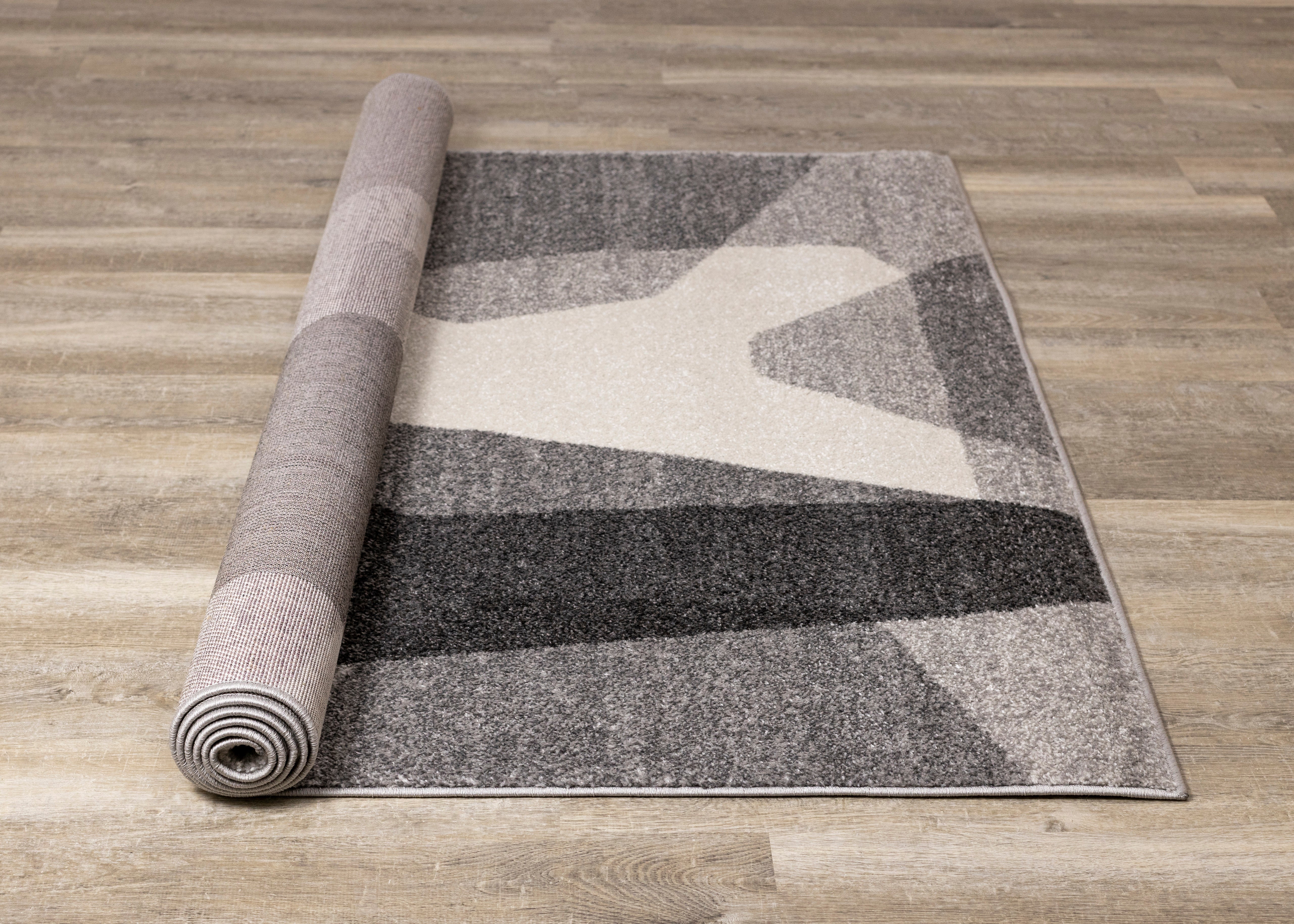 Focus 7'10" x 10'6" Geometric Shapes Area Rug - Grey, White