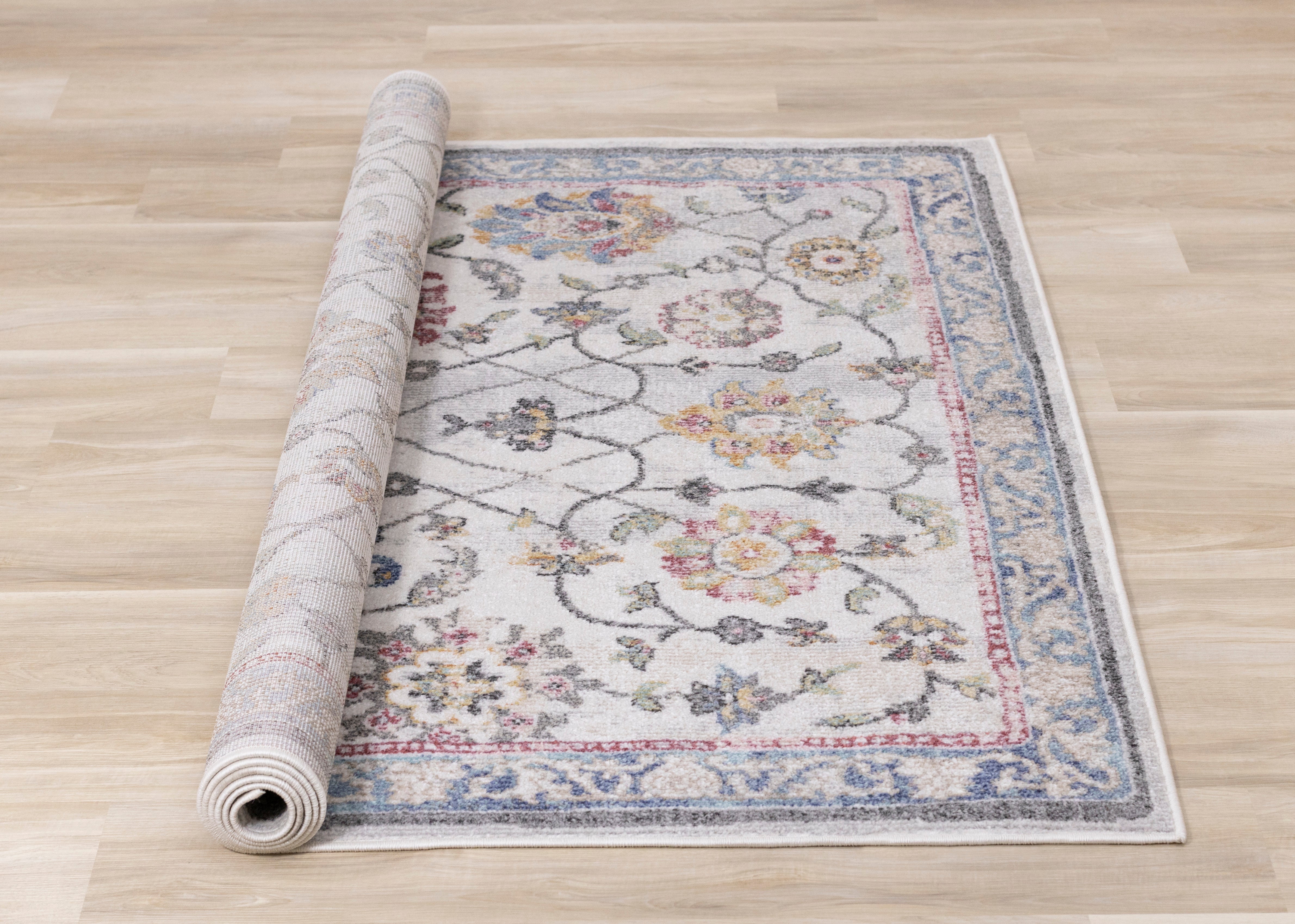Fresco 5'3" x 7'7" Floral Border Area Rug