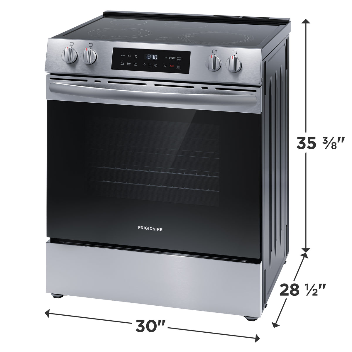 Frigidaire Stainless Steel 30" Front Control Electric Range with Air Fry (5.3 Cu. Ft.) - FCFE308CBS