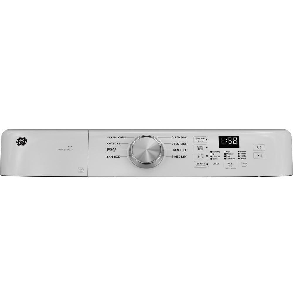 GE 7.8 cu. ft. Capacity Front Load Electric Dryer with Sanitize Cycle, Control Lock and WiFi, White - GFD35ESMYWW