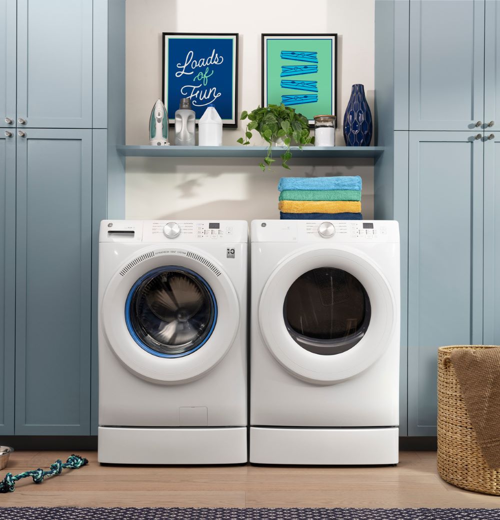 GE 7.8 cu. ft. Capacity Front Load Electric Dryer with Sanitize Cycle, Control Lock and WiFi, White - GFD35ESMYWW