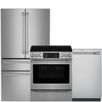 Café Stainless Steel Kitchen Package with French Door Refrigerator, Electric Range & Built-In Dishwasher