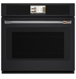CAFÉ™ Professional Series 30" Matte Black Smart Wall Oven front view with touchscreen and large glass door