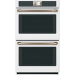 CAFÉ™ Professional Series 30" Matte White Double Wall Oven, front view with touchscreen and two glass doors