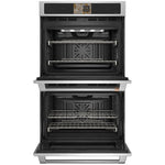 CAFÉ™ Professional Series 30" Stainless Steel Double Wall Oven open showing racks and convection fans