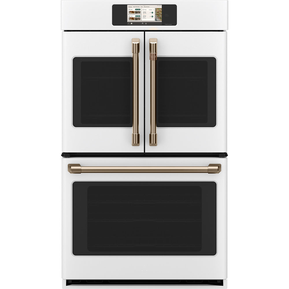 CAFÉ™ Professional Series 30" Matte White French-Door Double Wall Oven with touchscreen and glass doors