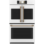 CAFÉ™ Professional Series 30" Matte White French-Door Double Wall Oven with touchscreen and glass doors
