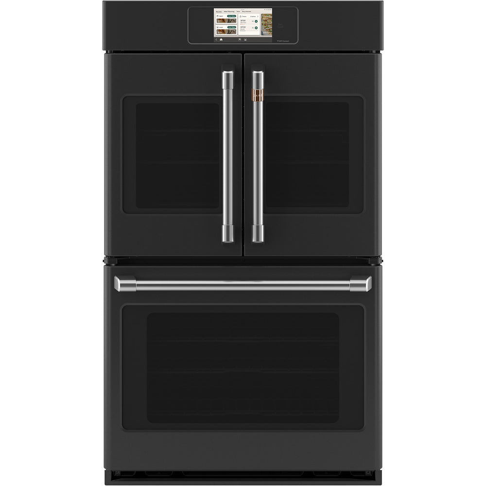 CAFÉ™ Professional Series 30" Matte Black French-Door Double Wall Oven with touchscreen and glass doors