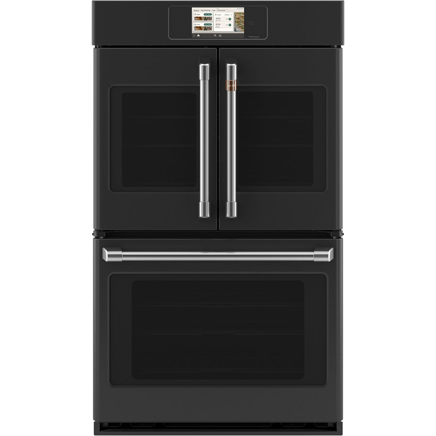 CAFÉ™ Professional Series 30" Matte Black French-Door Double Wall Oven with touchscreen and glass doors