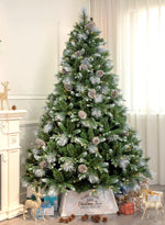 Galway 7 Ft Frosted White Spruce Christmas Tree Pre-lit with Warm White LED Lights - Clear/Warm White