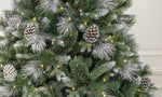 Galway 7 Ft Frosted White Spruce Christmas Tree Pre-lit with Warm White LED Lights - Clear/Warm White