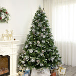 Galway 7 Ft Frosted White Spruce Christmas Tree Pre-lit with Warm White LED Lights - Clear/Warm White