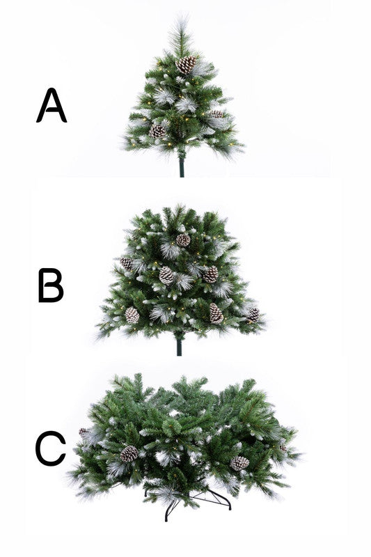 Galway 7 Ft Frosted White Spruce Christmas Tree Pre-lit with Warm White LED Lights - Clear/Warm White