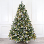 Galway 7 Ft Frosted White Spruce Christmas Tree Pre-lit with Warm White LED Lights - Clear/Warm White